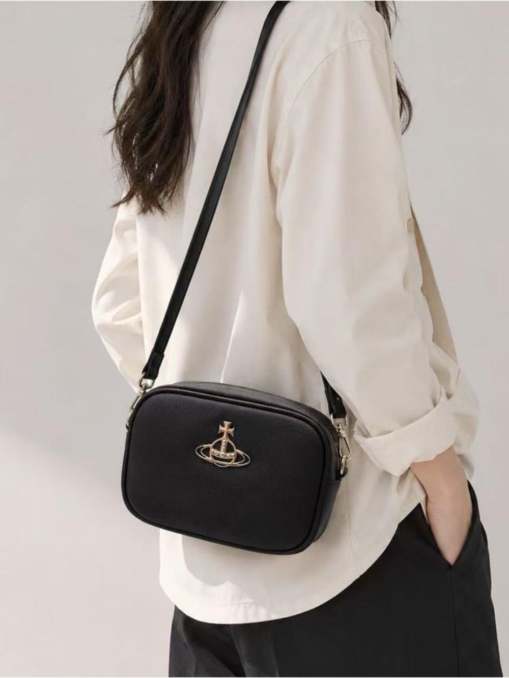 Vivienne Westwood Black Vegan Interior Crossbody